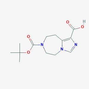 molecular formula C13H19N3O4 B1435272 7-[(2-methylpropan-2-yl)oxycarbonyl]-5,6,8,9-tetrahydroimidazo[1,5-d][1,4]diazepine-1-carboxylic acid CAS No. 1251014-09-1