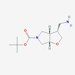 molecular formula C12H22N2O3 B1435300 Racemic-(3R,3aS,6aS)-tert-butyl 3-(aminomethyl)tetrahydro-2H-furo[2,3-c]pyrrole-5(3H)-carboxylate CAS No. 1273568-20-9