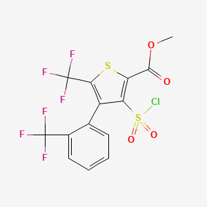 molecular formula C14H7ClF6O4S2 B1435307 3-氯磺酰基-5-三氟甲基-4-(2-三氟甲基苯基)噻吩-2-甲酸甲酯 CAS No. 1431555-27-9