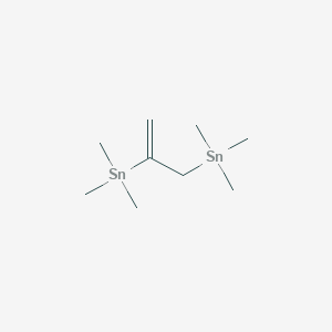 molecular formula C9H22Sn2 B14353221 Stannane, (1-methylene-1,2-ethanediyl)bis[trimethyl- CAS No. 90886-11-6
