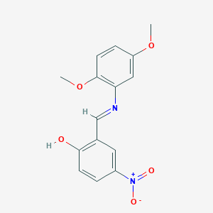 molecular formula C15H14N2O5 B14353288 Phenol, 2-[[(2,5-dimethoxyphenyl)imino]methyl]-4-nitro- CAS No. 90284-75-6