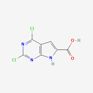 molecular formula C7H3Cl2N3O2 B1435330 2,4-dichloro-7H-pyrrolo[2,3-d]pyrimidine-6-carboxylic acid CAS No. 1638760-72-1