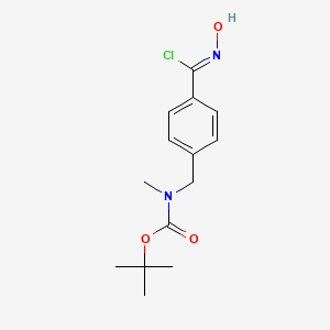 molecular formula C14H19ClN2O3 B1435340 Carbamic acid, N-[[4-[chloro(hydroxyimino)methyl]phenyl]methyl]-N-methyl-, 1,1-dimethylethyl ester CAS No. 1428935-49-2