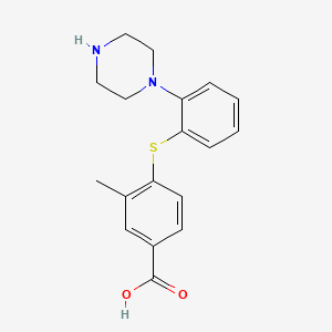 molecular formula C18H20N2O2S B1435377 3-methyl-4-((2-(piperazin-1-yl)phenyl)thio)benzoic acid CAS No. 1429908-33-7