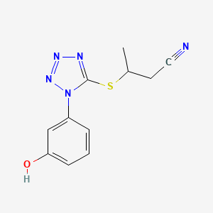 molecular formula C11H11N5OS B14353980 3-{[1-(3-Hydroxyphenyl)-1H-tetrazol-5-yl]sulfanyl}butanenitrile CAS No. 93906-66-2