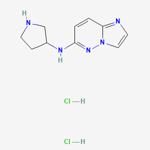 molecular formula C10H15Cl2N5 B1435405 N-{imidazo[1,2-b]pyridazin-6-yl}pyrrolidin-3-amine dihydrochloride CAS No. 1803590-64-8