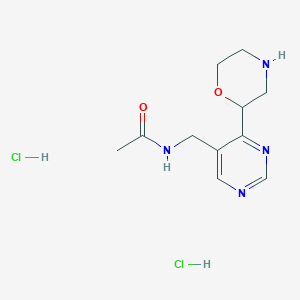 molecular formula C11H18Cl2N4O2 B1435408 N-[(4-吗啉-2-基嘧啶-5-基)甲基]乙酰胺二盐酸盐 CAS No. 2108704-91-0
