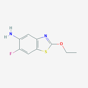 molecular formula C9H9FN2OS B143541 5-Benzothiazolamine,2-ethoxy-6-fluoro-(9CI) CAS No. 130309-92-1