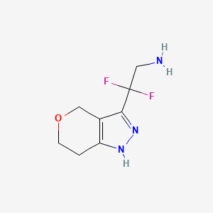 molecular formula C8H11F2N3O B1435419 2,2-difluoro-2-{1H,4H,6H,7H-pyrano[4,3-c]pyrazol-3-yl}ethan-1-amine CAS No. 1803589-74-3