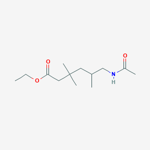 molecular formula C13H25NO3 B14354232 Ethyl 6-acetamido-3,3,5-trimethylhexanoate CAS No. 90252-98-5