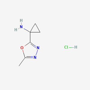 molecular formula C6H10ClN3O B1435424 1-(5-Methyl-1,3,4-oxadiazol-2-yl)cyclopropan-1-amine hydrochloride CAS No. 1864016-24-9