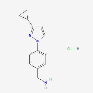 [4-(3-cyclopropyl-1H-pyrazol-1-yl)phenyl]methanamine hydrochloride
