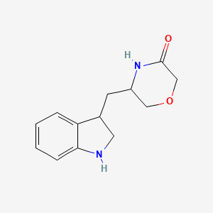 molecular formula C13H16N2O2 B1435448 5-(2,3-dihydro-1H-indol-3-ylmethyl)morpholin-3-one CAS No. 1803610-97-0