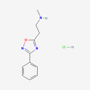 molecular formula C11H14ClN3O B1435452 Methyl[2-(3-phenyl-1,2,4-oxadiazol-5-yl)ethyl]amine hydrochloride CAS No. 1803605-77-7