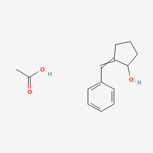 molecular formula C14H18O3 B14355039 Acetic acid;2-benzylidenecyclopentan-1-ol CAS No. 91418-97-2
