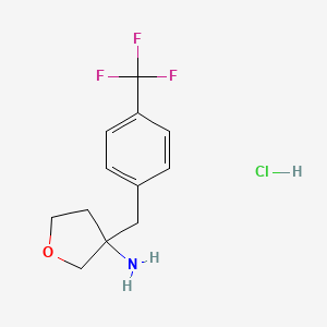 molecular formula C12H15ClF3NO B1435513 3-{[4-(Trifluoromethyl)phenyl]methyl}oxolan-3-amine hydrochloride CAS No. 1803604-11-6