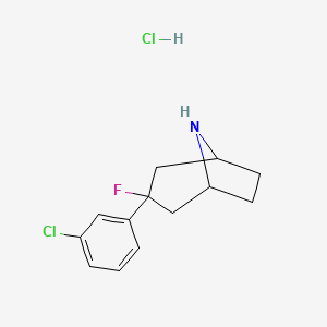molecular formula C13H16Cl2FN B1435523 3-(3-Chlorophenyl)-3-fluoro-8-azabicyclo[3.2.1]octane hydrochloride CAS No. 1803606-53-2