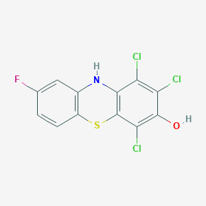 molecular formula C12H5Cl3FNOS B14355486 1,2,4-Trichloro-8-fluoro-10H-phenothiazin-3-OL CAS No. 90251-99-3