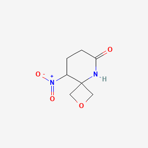 molecular formula C7H10N2O4 B1435565 9-硝基-2-氧杂-5-氮杂螺[3.5]壬烷-6-酮 CAS No. 1803570-16-2