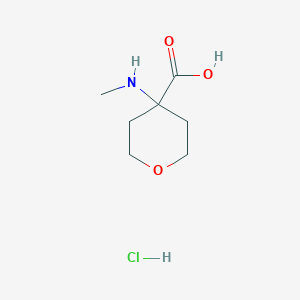 molecular formula C7H14ClNO3 B1435566 4-(甲基氨基)噁烷-4-羧酸盐酸盐 CAS No. 1803595-85-8