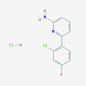 molecular formula C11H9Cl2FN2 B1435567 6-(2-Chloro-4-fluorophenyl)pyridin-2-amine hydrochloride CAS No. 1803603-68-0