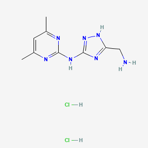 molecular formula C9H15Cl2N7 B1435580 N-[5-(氨甲基)-4H-1,2,4-三唑-3-基]-4,6-二甲基嘧啶-2-胺二盐酸盐 CAS No. 2109294-81-5