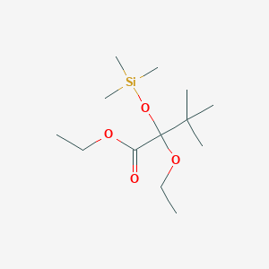 molecular formula C13H28O4Si B14355938 Ethyl 2-ethoxy-3,3-dimethyl-2-[(trimethylsilyl)oxy]butanoate CAS No. 92234-07-6
