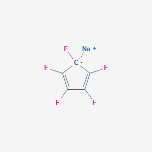 molecular formula C5F5Na B14356055 sodium;1,2,3,4,5-pentafluorocyclopenta-1,3-diene CAS No. 90605-69-9