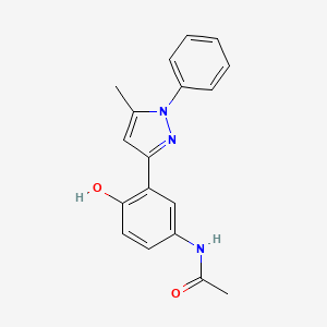molecular formula C18H17N3O2 B14356170 N-[3-(5-Methyl-1-phenyl-1,2-dihydro-3H-pyrazol-3-ylidene)-4-oxocyclohexa-1,5-dien-1-yl]acetamide CAS No. 90789-17-6