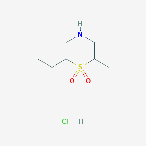 molecular formula C7H16ClNO2S B1435641 2-Ethyl-6-methyl-1lambda6-thiomorpholine-1,1-dione hydrochloride CAS No. 1803604-19-4