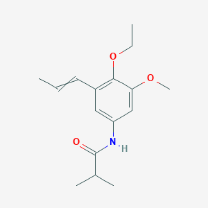 molecular formula C16H23NO3 B14356497 N-[4-Ethoxy-3-methoxy-5-(prop-1-en-1-yl)phenyl]-2-methylpropanamide CAS No. 90257-63-9