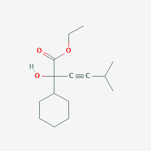 molecular formula C15H24O3 B14356516 Ethyl 2-cyclohexyl-2-hydroxy-5-methylhex-3-ynoate CAS No. 92957-02-3
