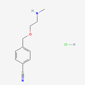 molecular formula C11H15ClN2O B1435652 4-{[2-(Methylamino)ethoxy]methyl}benzonitrile hydrochloride CAS No. 1803606-15-6