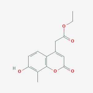 molecular formula C14H14O5 B14356526 Ethyl (7-hydroxy-8-methyl-2-oxo-2H-1-benzopyran-4-yl)acetate CAS No. 92191-22-5