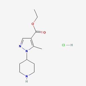 molecular formula C12H20ClN3O2 B1435660 ethyl 5-methyl-1-(piperidin-4-yl)-1H-pyrazole-4-carboxylate hydrochloride CAS No. 1803593-01-2