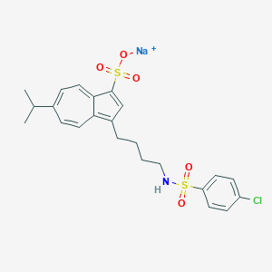 molecular formula C23H25ClNNaO5S2 B143567 6-Isopropyl-3-(4-(4-chlorobenzenesulfonylamino)butyl)azulene-1-sulfonic acid sodium salt CAS No. 129648-96-0