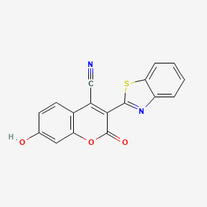 molecular formula C17H8N2O3S B14356751 2H-1-Benzopyran-4-carbonitrile, 3-(2-benzothiazolyl)-7-hydroxy-2-oxo- CAS No. 93079-57-3