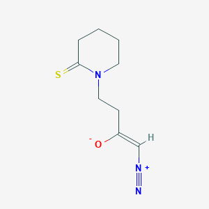 molecular formula C9H13N3OS B143569 2-Butanone, 1-diazo-4-(2-thioxo-1-piperidinyl)- CAS No. 125627-64-7