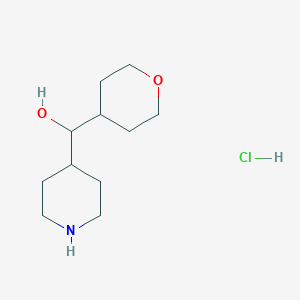 molecular formula C11H22ClNO2 B1435692 Oxan-4-yl(piperidin-4-yl)methanol hydrochloride CAS No. 1803572-37-3