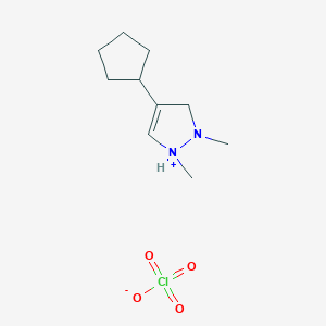 molecular formula C10H19ClN2O4 B14356920 4-Cyclopentyl-1,2-dimethyl-2,3-dihydro-1H-pyrazol-1-ium perchlorate CAS No. 90253-33-1