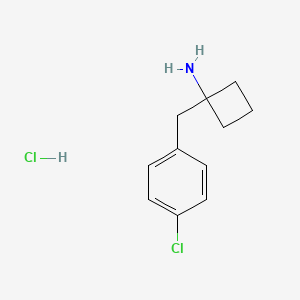 molecular formula C11H15Cl2N B1435694 1-[(4-Chlorophenyl)methyl]cyclobutan-1-amine hydrochloride CAS No. 1803603-71-5