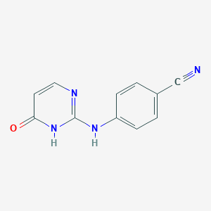 molecular formula C11H8N4O B143572 4-((4-Oxo-1,4-dihydropyrimidin-2-yl)amino)benzonitrile CAS No. 189956-45-4