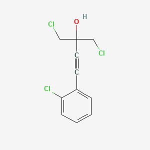 molecular formula C11H9Cl3O B14357293 1-Chloro-2-(chloromethyl)-4-(2-chlorophenyl)but-3-yn-2-ol CAS No. 90160-65-9
