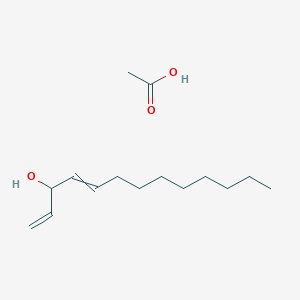 molecular formula C15H28O3 B14357475 Acetic acid;trideca-1,4-dien-3-ol CAS No. 90498-71-8