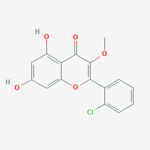 molecular formula C16H11ClO5 B14357503 2-(2-Chlorophenyl)-5,7-dihydroxy-3-methoxy-4H-1-benzopyran-4-one CAS No. 95055-78-0