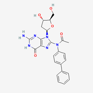 molecular formula C24H24N6O5 B14357520 Guanosine, 8-(acetyl(1,1'-biphenyl)-4-ylamino)-2'-deoxy- CAS No. 91024-87-2