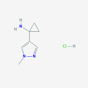 molecular formula C7H12ClN3 B1435765 1-(1-Methyl-1H-pyrazol-4-yl)cyclopropanamine hydrochloride CAS No. 1956389-92-6