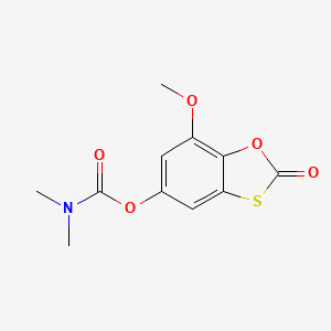 molecular formula C11H11NO5S B14357863 7-Methoxy-2-oxo-2H-1,3-benzoxathiol-5-yl dimethylcarbamate CAS No. 95920-56-2