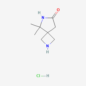 molecular formula C8H15ClN2O B1435819 5,5-Dimethyl-2,6-diazaspiro[3.4]octan-7-one hydrochloride CAS No. 2097951-79-4