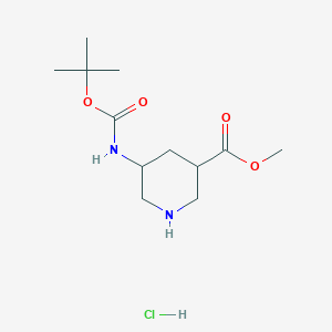 molecular formula C12H23ClN2O4 B1435851 Methyl 5-(tert-butoxycarbonylamino)piperidine-3-carboxylate hydrochloride CAS No. 1881321-33-0
